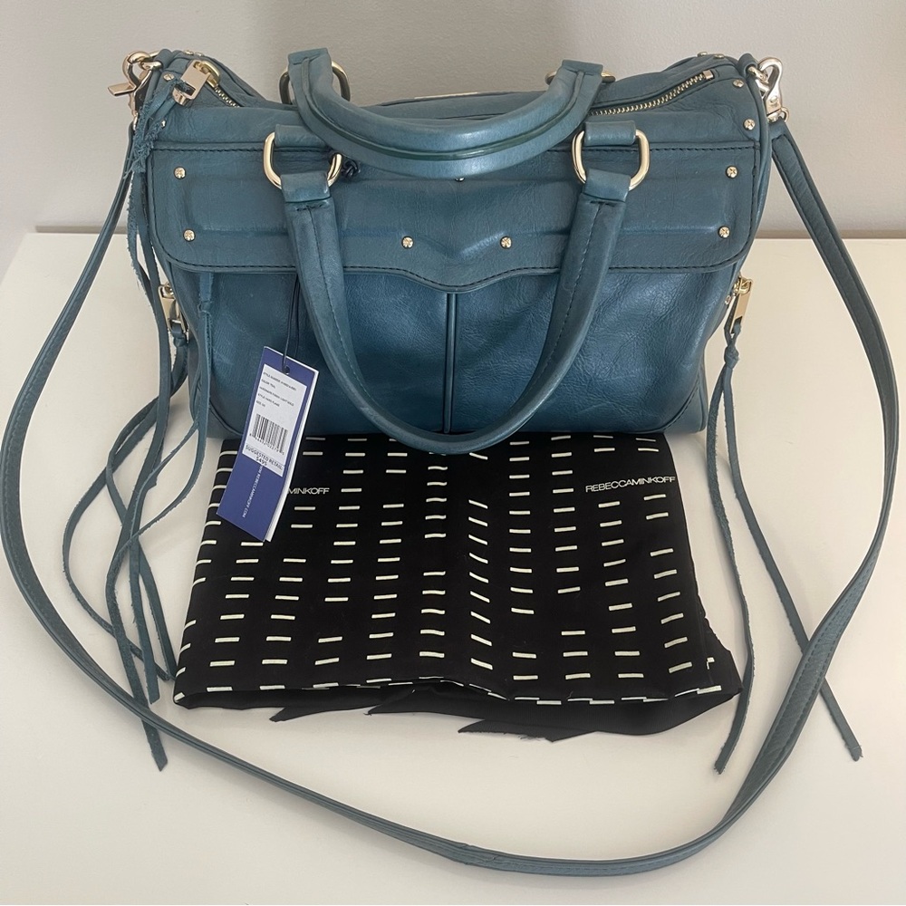 Rebecca Minkoff Morning After Bag Slate Blue Leather Purse + tags & dustbag